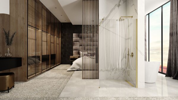 Shower screen Rea Aero Gold Brush 90