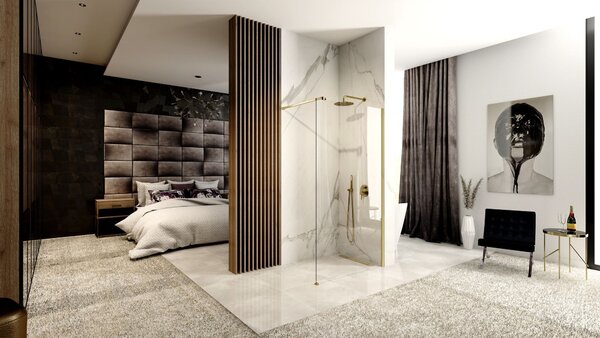 Shower screen Rea Aero Gold Brush 90