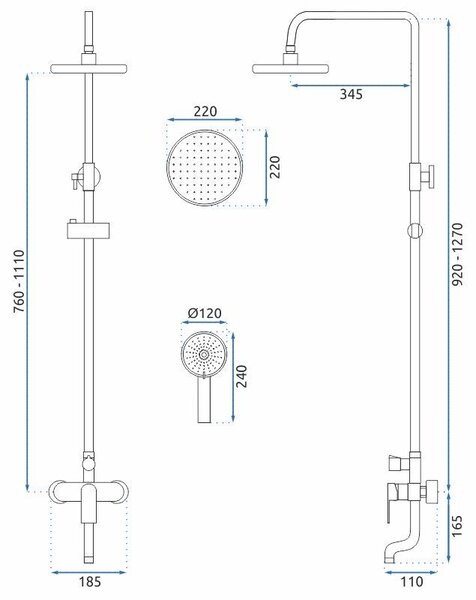 Shower set Rea VERSO BRUSHED GOLD