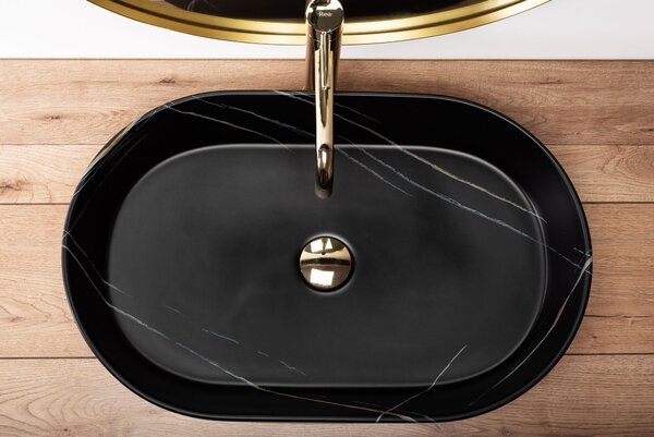 Ceramic Countertop Basin Rea Nadia Stone Black Matt