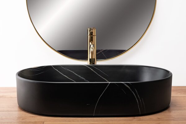 Ceramic Countertop Basin Rea Nadia Stone Black Matt