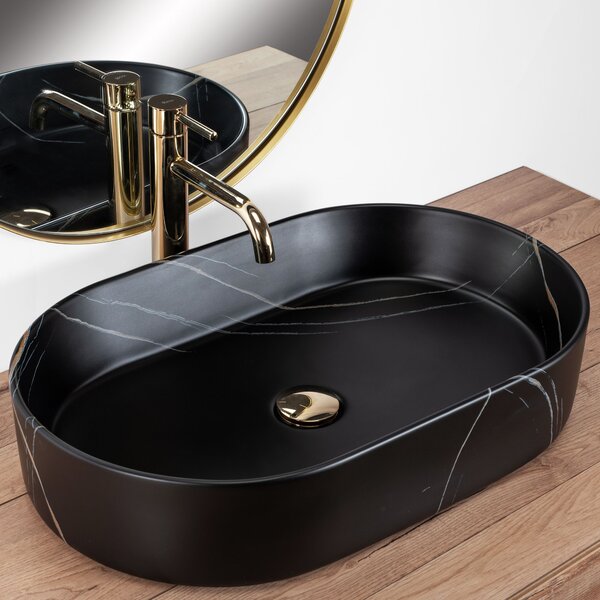 Ceramic Countertop Basin Rea Nadia Stone Black Matt