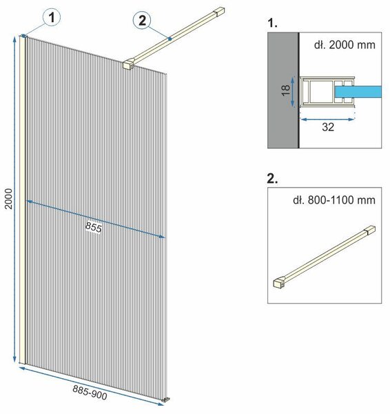 Shower screen Rea Aero Intimo Gold Brush 90