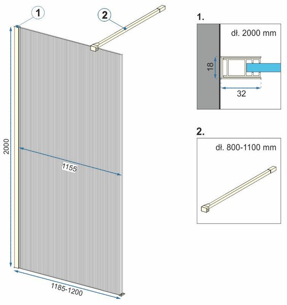 Shower screen Rea Aero Intimo Gold Brush 120