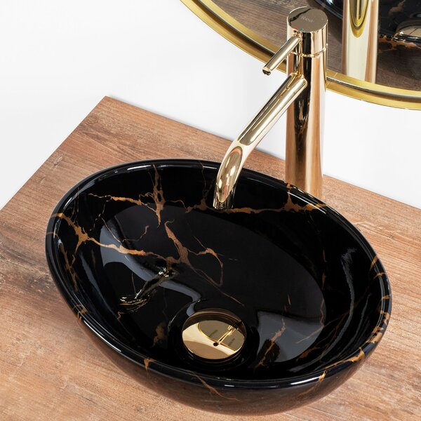 Countertop washbasin Rea Sofia Mini Black Marble Shiny