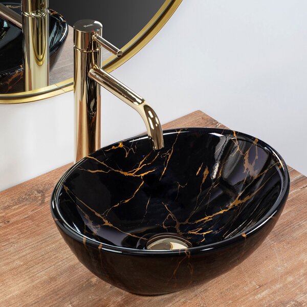 Countertop washbasin Rea Sofia Mini Black Marble Shiny