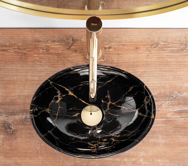 Countertop washbasin Rea Sofia Mini Black Marble Shiny