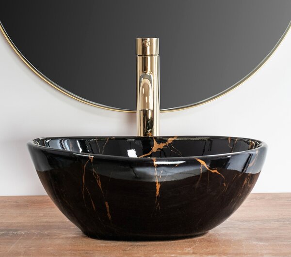 Countertop washbasin Rea Sofia Mini Black Marble Shiny