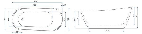 Bathtub CORI 160cm