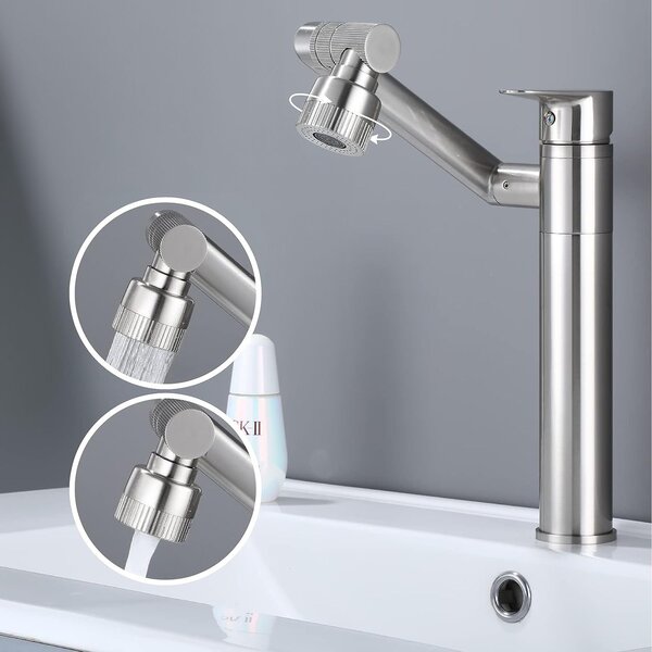 Bathroom faucet Rea PACO Brush Nickel INOX High