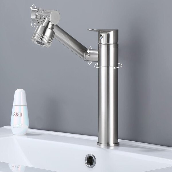 Bathroom faucet Rea PACO Brush Nickel INOX High