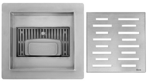 Linear drainage REA LINE 150x150 Nickel Brush
