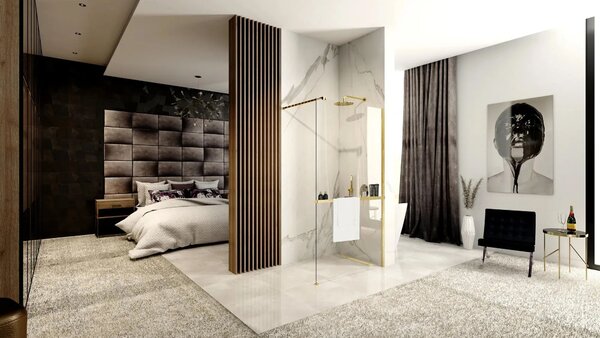 Shower screen Rea Aero Gold Brush N 90 Walk In + EVO