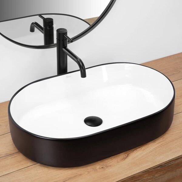 Ceramic Countertop Basin Rea Nadia Black Mat White