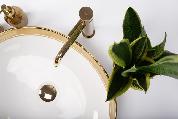 Countertop washbasin Rea Margot White/Gold