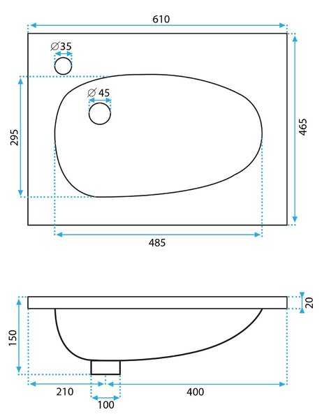 Inset washbasin Rea SELENA 60