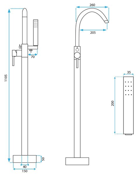 Free-standing faucet Rea MONO Gold Brush