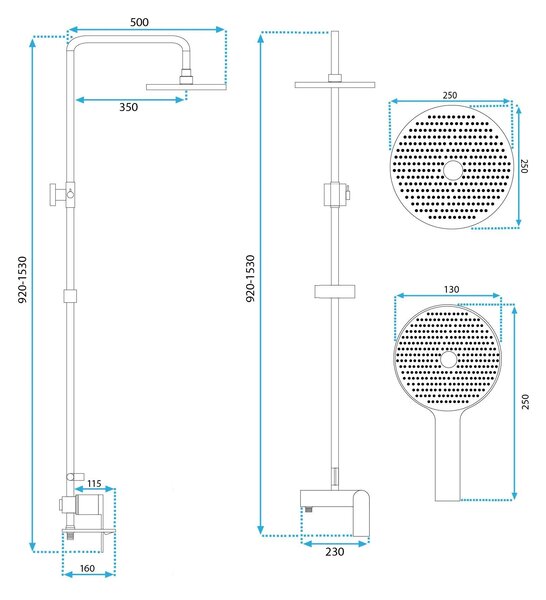 Shower set REA AVALON GOLD BRUSH