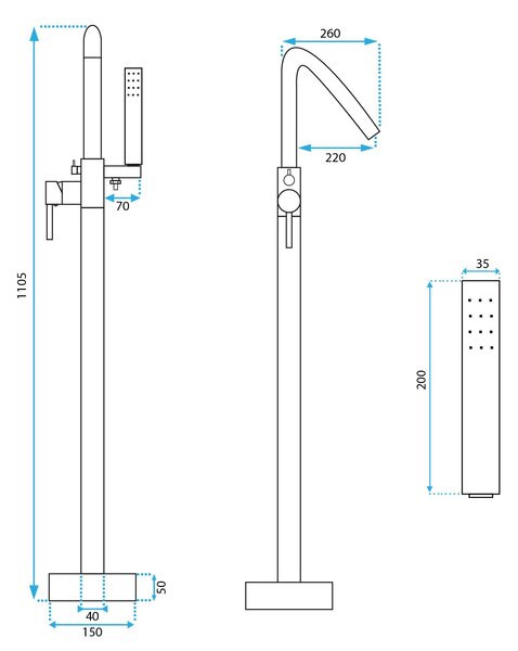 Free-standing faucet Rea ARAS Chrome