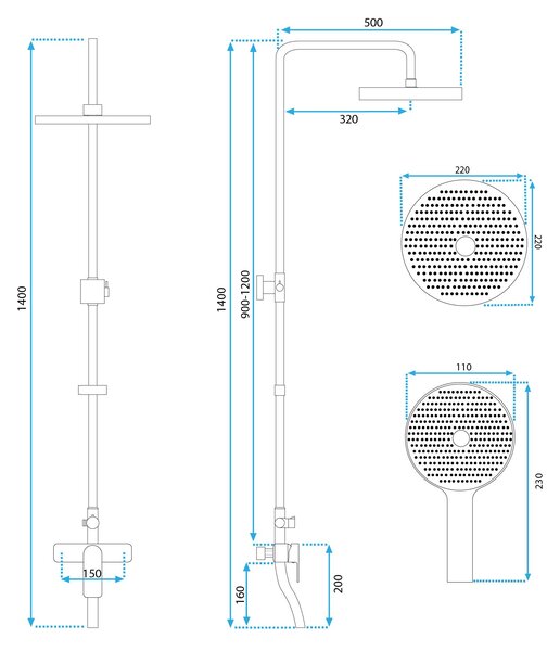 Shower set REA SALTON BLACK MATT