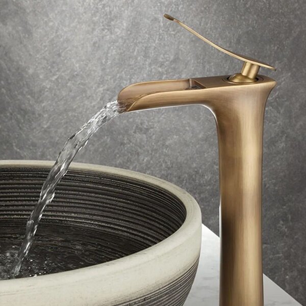 Bathroom faucet Rea Laguna antique Brush Gold high