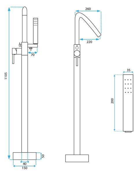 Free-standing faucet Rea ARAS Gold Brush