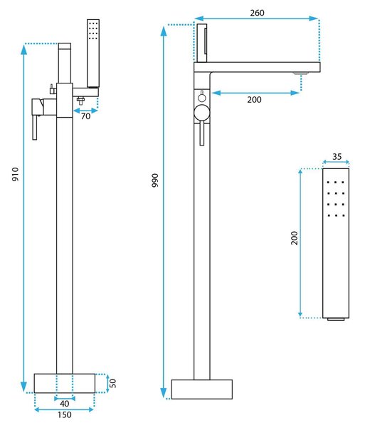 Free-standing faucet Rea Flores Chrome