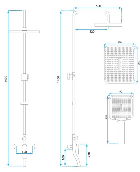 Shower set Rea Maximus Black