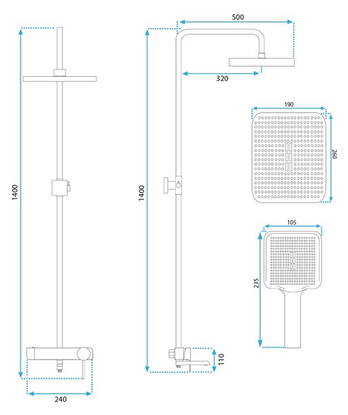 Shower set REA MELIA WHITE GOLD