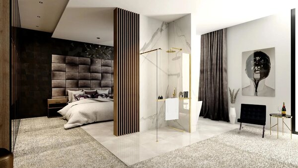 Shower screen Rea Aero Gold Brush N 90 Walk In + EVO