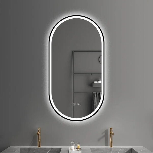 Mirror LED OVL 50x100cm Black