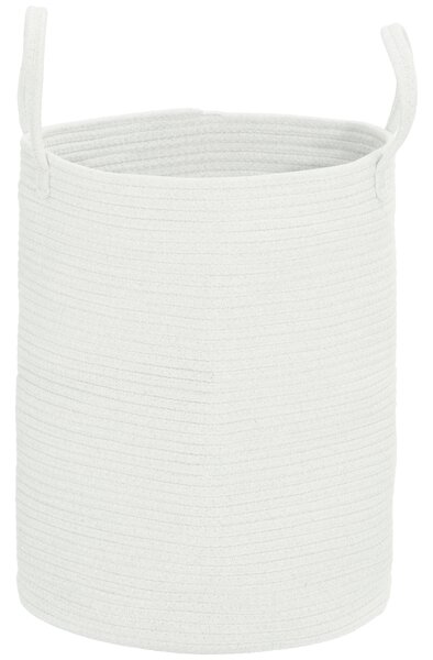 HOMCOM 36L Cotton Rope Laundry Basket, with Handles - Cream White Aosom UK