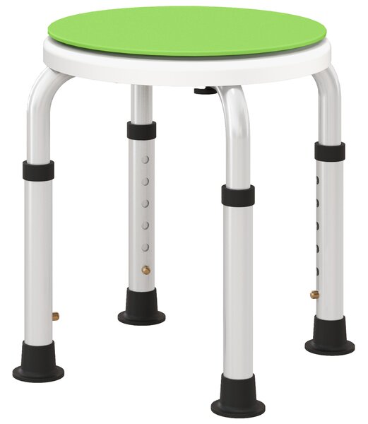 HOMCOM 360° Swivel Shower Chair, Height Adjustable Aluminium Shower Stool with Non-Slip Feet for Disabled, Elderly, Green Aosom UK