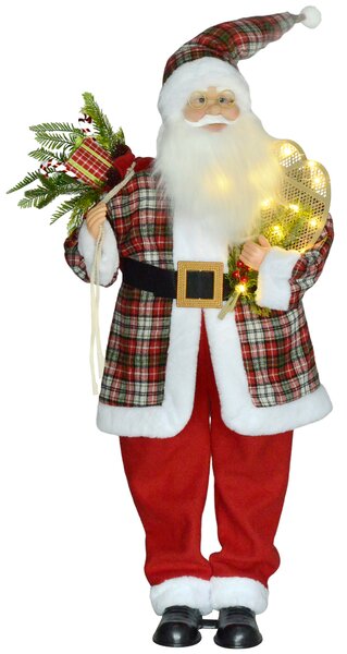 HOMCOM Life Size Animated Santa Claus, 133cm Tall Christmas Decoration with Sound Activated, Light Up Ornament, Laughing Effect and Festive Music for Party Aosom UK