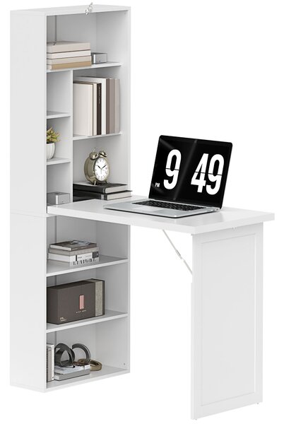 HOMCOM Three-Part Work Desk, with Storage and Chalkboard - White