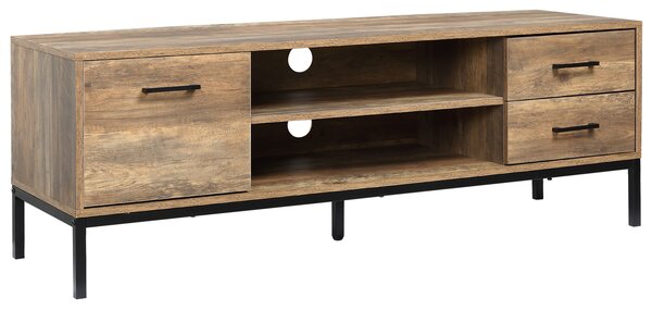 HOMCOM Light Industrial-Style TV Stand Cabinet - Brown/Black