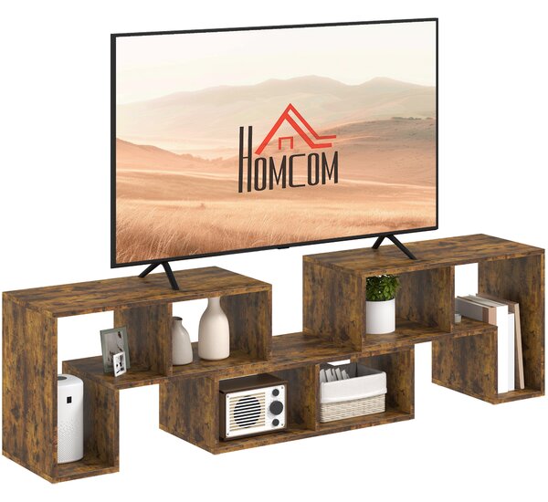 HOMCOM TV Stand for TVs up to 75 Inches, Free Combination TV Unit with Storage Shelves, Extendable Entertainment Centre for Living Room, Rustic Brown