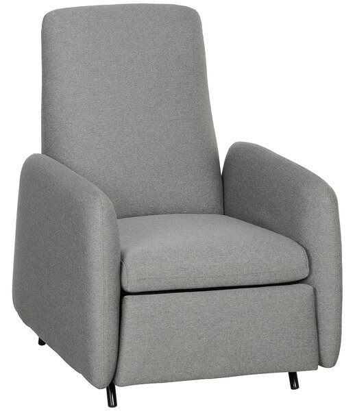 HOMCOM Push Back Recliner Armchair, Fabric High Back Reclining Chair with Adjustable Leg Rest and Pocket Spring Seat for Living Room, Bedroom, Home Office, Grey