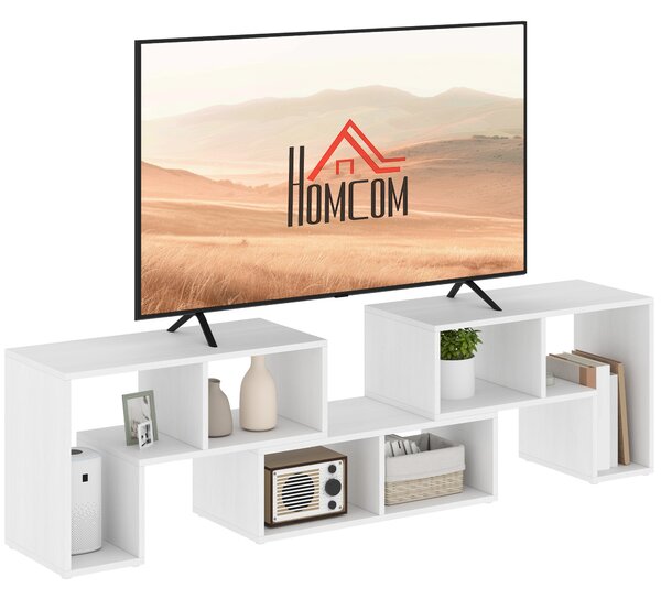 HOMCOM TV Stand for TVs up to 75 Inches, Free Combination TV Unit with Storage Shelves, Extendable Entertainment Centre for Living Room, White Wood Grain