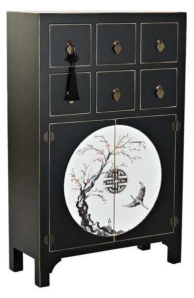 Chest of drawers DKD Home Decor Black Golden Fir MDF Wood Oriental 63 x 28 x 101 cm