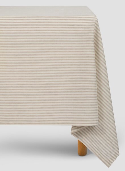 Oatmeal Stripe Linen Blend Tablecloth | Medium | Piglet in Bed