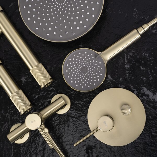Shower system Rea Lungo Stripe Gold Brush + BOX