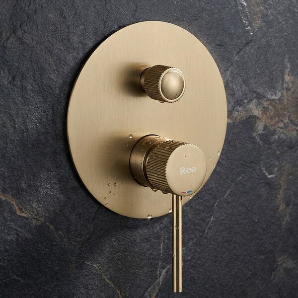 Shower system Rea Lungo Stripe Gold Brush + BOX