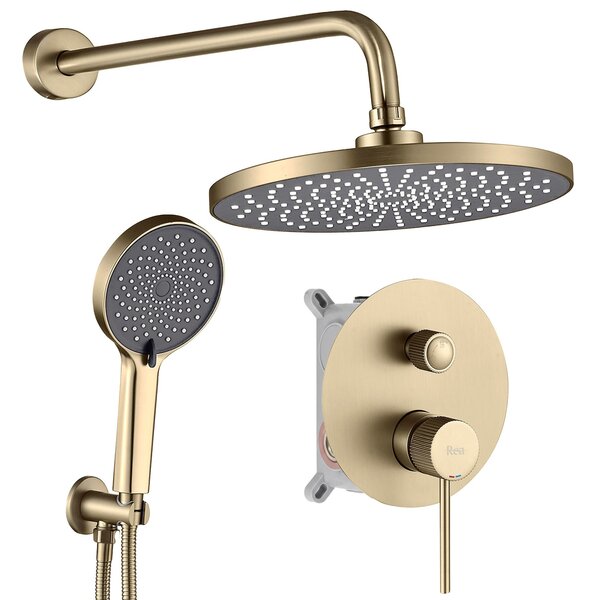 Shower system Rea Lungo Stripe Gold Brush + BOX
