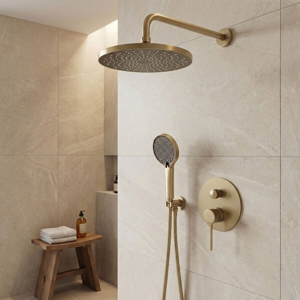 Shower system Rea Lungo Stripe Gold Brush + BOX