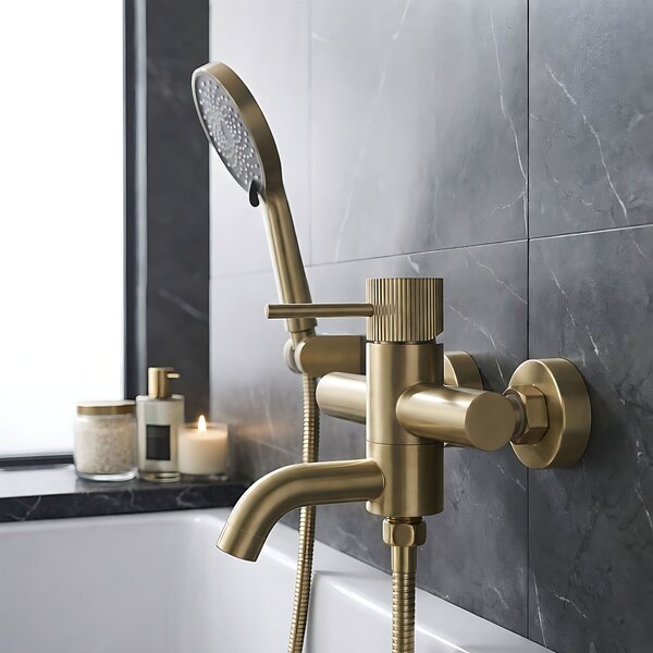 Bathroom faucet REA Lungo Stripe Gold Brush