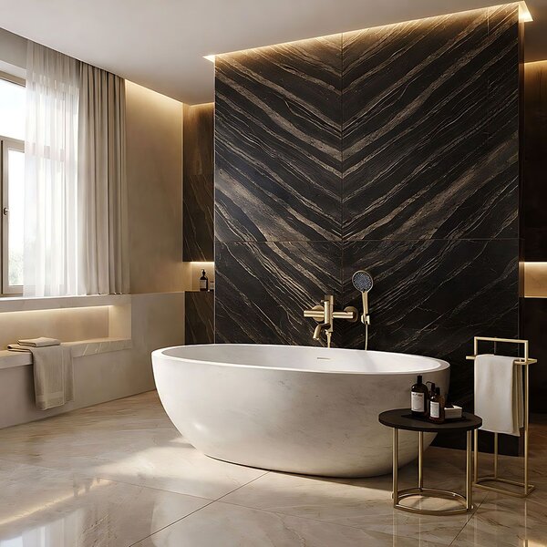 Bathroom faucet REA Lungo Stripe Gold Brush