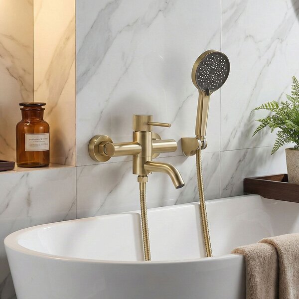 Bathroom faucet REA Lungo Stripe Gold Brush