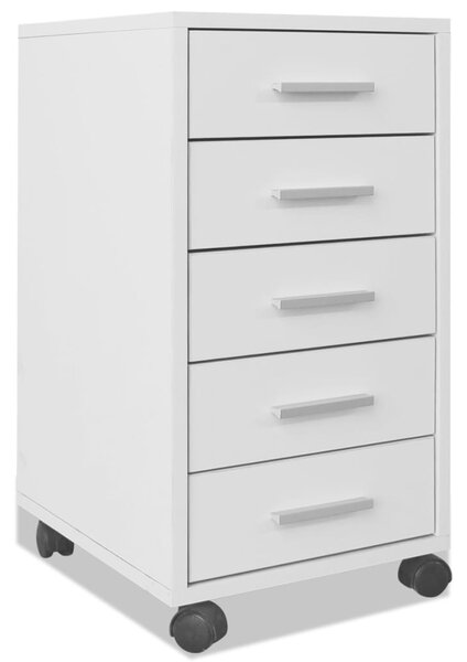 Office Drawer Unit with Castors 5 Drawers White