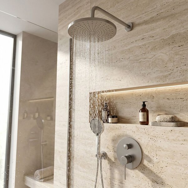 Shower system Rea Lungo Stripe Nickel Brush + BOX
